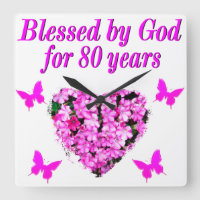 BLESSED BY GOD FOR 80 YEARS FLORAL DESIGN