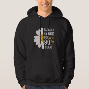 Blessed By God For 90 Years 90th Birthday Daisy Bu Hoodie