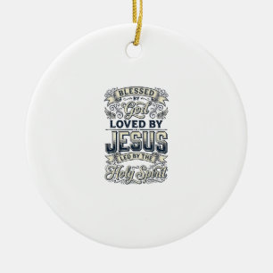 Blessed By God Jesus Holy Spirit Vintage Shirt Ceramic Tree Decoration
