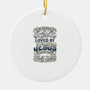 Blessed By God Jesus Holy Spirit Vintage Shirt Ceramic Tree Decoration