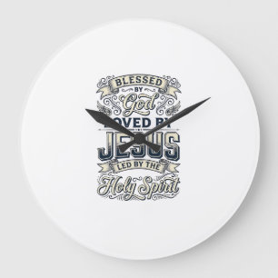 Blessed By God Jesus Holy Spirit Vintage Shirt Large Clock