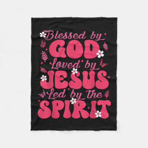 Blessed By God Loved By Jesus Butterfly Floral Chr Fleece Blanket