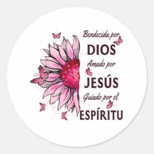 Blessed by God Loved by Jesus Classic Round Sticker