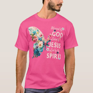 Blessed By God Loved By Jesus Floral Butterfly Chr T-Shirt