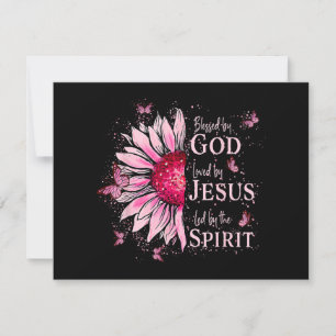 Blessed By God - Loved By Jesus Pink Sunflower Holiday Card