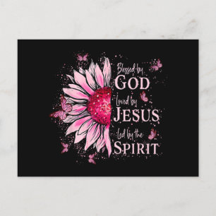 Blessed By God - Loved By Jesus Pink Sunflower Postcard