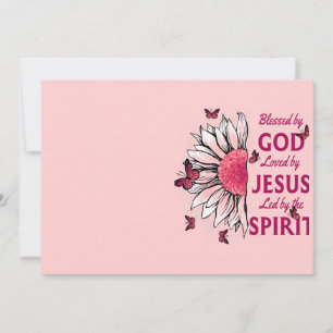 Blessed By God - Loved By Jesus Pink Sunflower Thank You Card