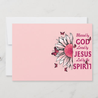 Blessed By God - Loved By Jesus Pink Sunflower Thank You Card