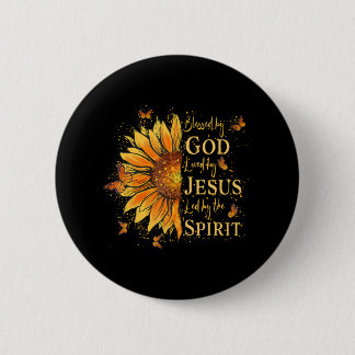 Blessed By God Loved By Jesus Sunflower 6 Cm Round Badge