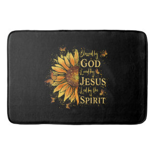 Blessed By God - Loved By Jesus, Sunflower Bath Mat