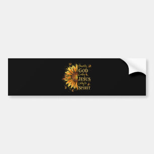 Blessed By God - Loved By Jesus, Sunflower Bumper Sticker