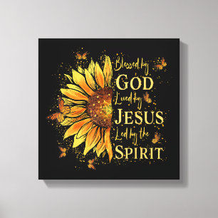 Blessed By God - Loved By Jesus, Sunflower Canvas Print