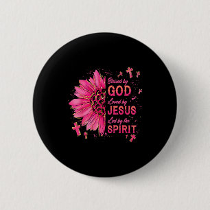 Blessed By God Loved By Jesus Sunflower Christian 6 Cm Round Badge
