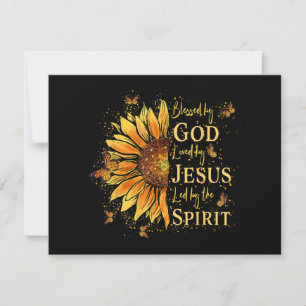 Blessed By God - Loved By Jesus, Sunflower Holiday Card