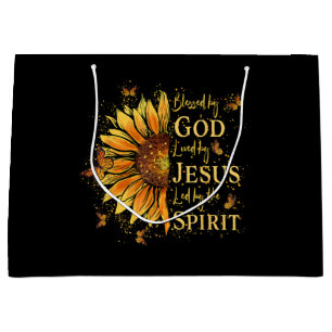 Blessed By God - Loved By Jesus, Sunflower Large Gift Bag