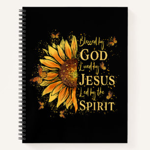Blessed By God - Loved By Jesus, Sunflower Notebook