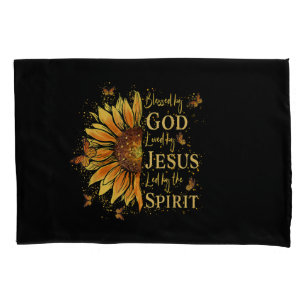 Blessed By God - Loved By Jesus, Sunflower Pillowcase
