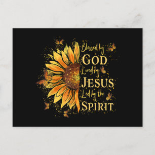 Blessed By God - Loved By Jesus, Sunflower Postcard