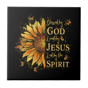 Blessed By God - Loved By Jesus, Sunflower Tile