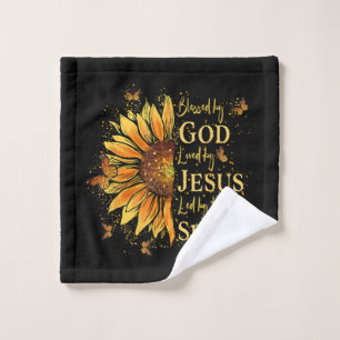 Blessed By God - Loved By Jesus, Sunflower Wash Cloth