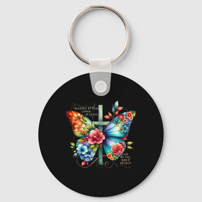Blessed By God Loves By Jesus Easter Day  Key Ring (Front)