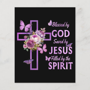 Blessed by God Saved by Jesus Purple Floral Cross