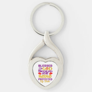 Blessed By God Spoiled By Husband   Christian Wife Key Ring