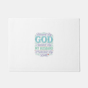 Blessed By God Spoiled By My Husband Shirt Design_ Doormat