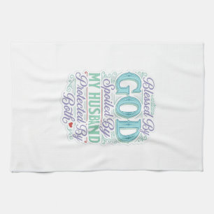 Blessed By God Spoiled By My Husband Shirt Design_ Tea Towel
