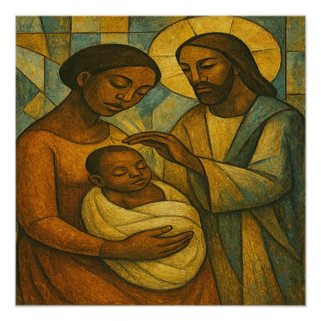 Blessed By Jesus African-American Glossy Poster (Front)