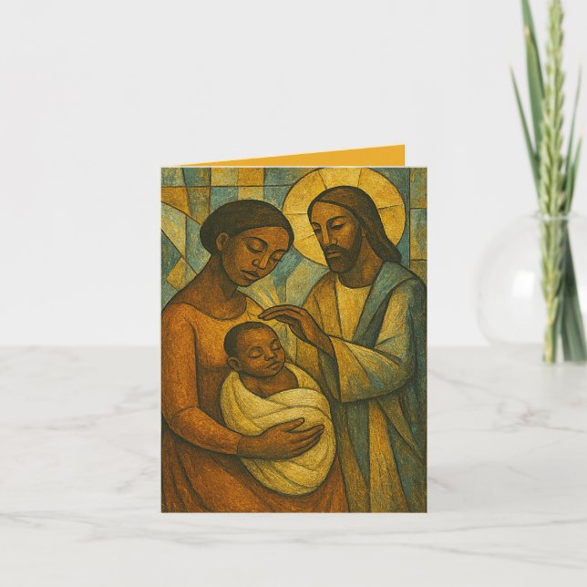 Blessed By Jesus African-American Greeting Card (Front)