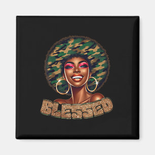 Blessed Camo Black Woman Faith African Black Histo Magnet