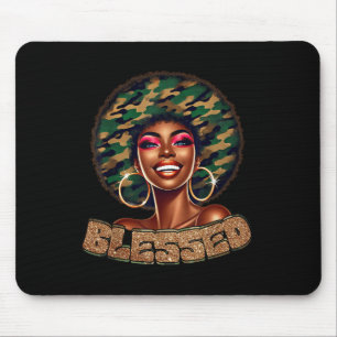 Blessed Camo Black Woman Faith African Black Histo Mouse Mat