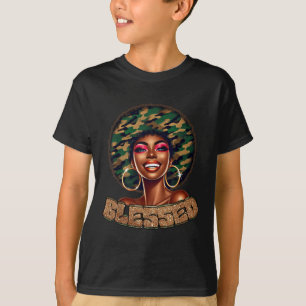 Blessed Camo Black Woman Faith African Black Histo T-Shirt