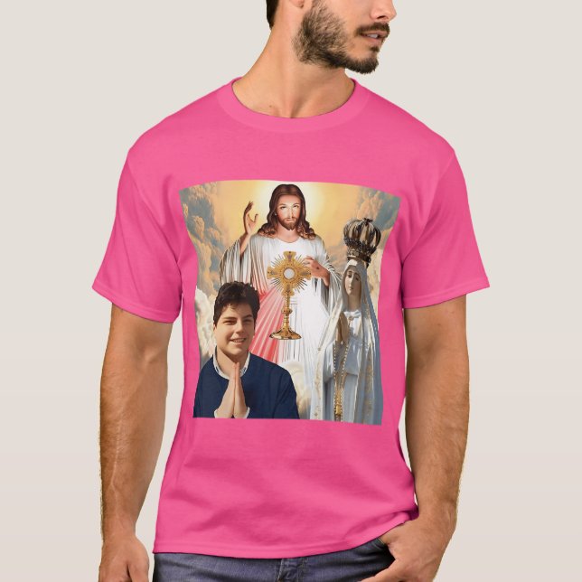 Blessed Carlo Acutis Jesus And Our Lady Of Ftima T-Shirt (Front)