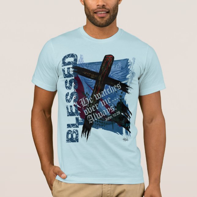 Blessed - Christian Bible Scripture John 10:29 T-Shirt (Front)