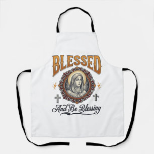 Blessed Christian Vintage Engraving T-Shirt Design Apron