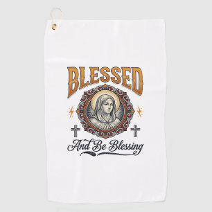Blessed Christian Vintage Engraving T-Shirt Design Golf Towel