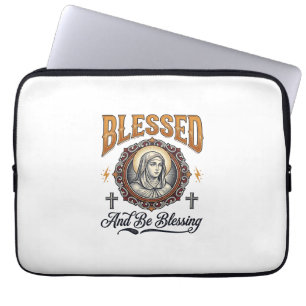 Blessed Christian Vintage Engraving T-Shirt Design Laptop Sleeve