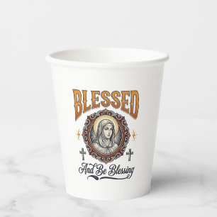 Blessed Christian Vintage Engraving T-Shirt Design Paper Cups