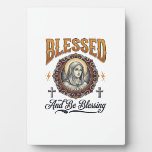 Blessed Christian Vintage Engraving T-Shirt Design Plaque