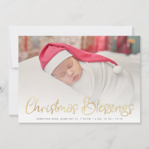 blessed christmas birth announcement card