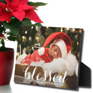 BLESSED Christmas Easel Back Frameless Photo Plaque