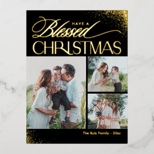 Blessed Christmas FOIL Religious Holiday Postcard