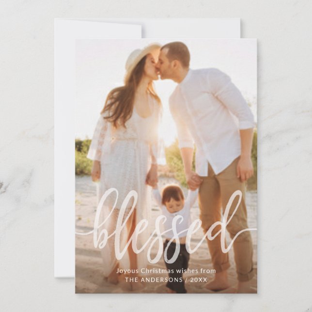 Blessed Christmas Holiday Handwritten Script Photo (Front)