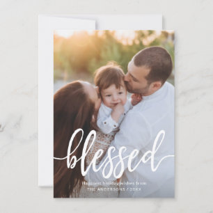 Blessed Christmas Holiday Handwritten Script Photo Card