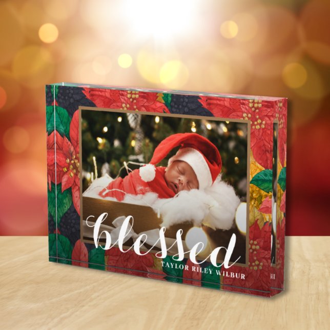 BLESSED Christmas Holiday Poinsettia Photo Block (Creator Uploaded)
