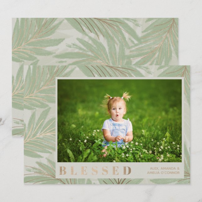 BLESSED Christmas Photo Holiday Card (Front/Back)