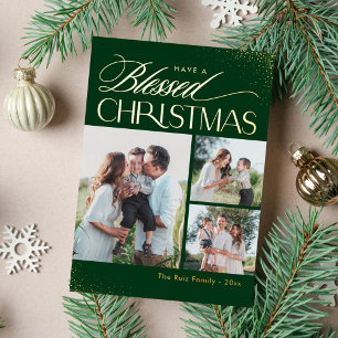 Blessed Christmas REAL FOIL Religious Holiday Card