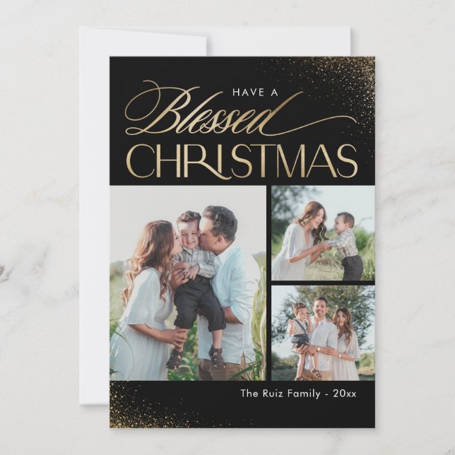 Blessed Christmas Religious Holiday Photo Card (Front)